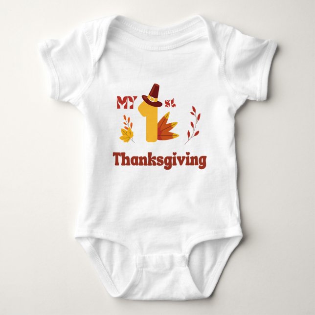 Min första Thanksgiving Höst löv festgåva T Shirt (Framsida)