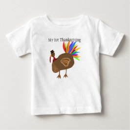 Min första Thanksgiving Kalkonfjädrar Svart Hatt T-shirt