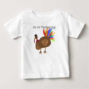 Min första Thanksgiving Turkiet Feathers Black Hat T-shirt