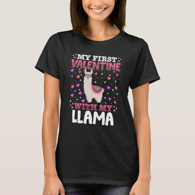 Min första Valentine med min Llama Animal Heart-ku T Shirt (Framsida)