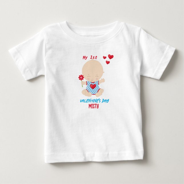 Min första Valentines day Baby T-Shirt (Framsida)