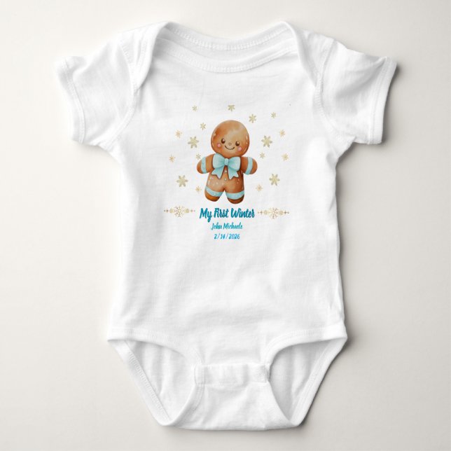 Min Första Vinter Gingerbread Man Anpassad T Shirt (Framsida)
