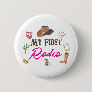 Min första Westerna Rodeo Cowboy 1:a födelsedag Knapp