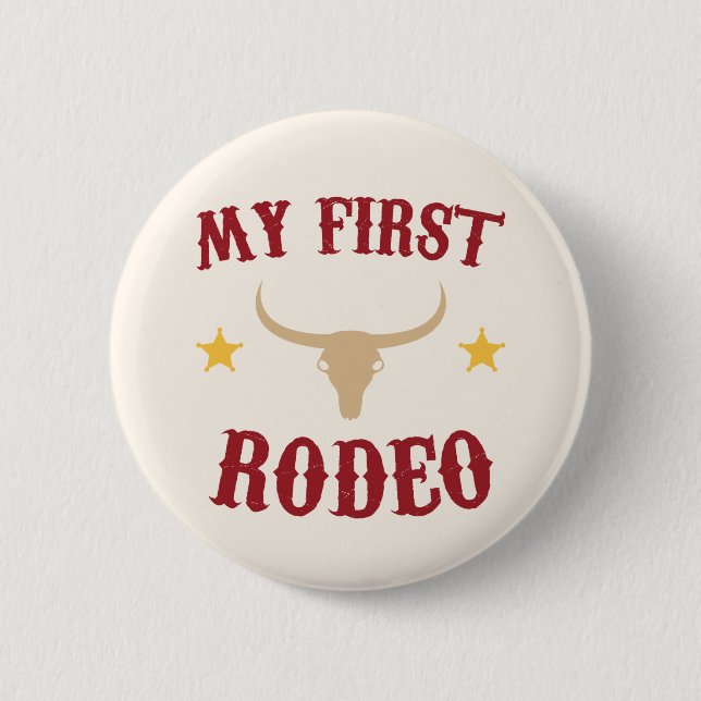 Min första Westerna Rodeo Cowboy 1:a födelsedag Knapp (Framsida)