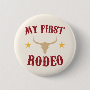 Min första Westerna Rodeo Cowboy 1:a födelsedag Knapp