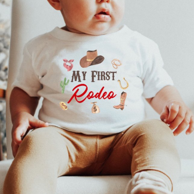 Min första Westerna Rodeo Cowboy 1:a födelsedag T Shirt (Skapare uppladdad)