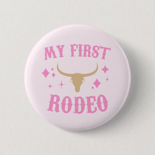 Min första Westerna Rodeo Cowgirl 1:a Birthday Knapp