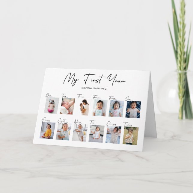 Min förstaårs fotokollage kort (Framsida)