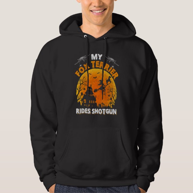 Min Fox Terrier Ride Shotgun  Fox Terrier Hund Hej Hoodie (Framsida)