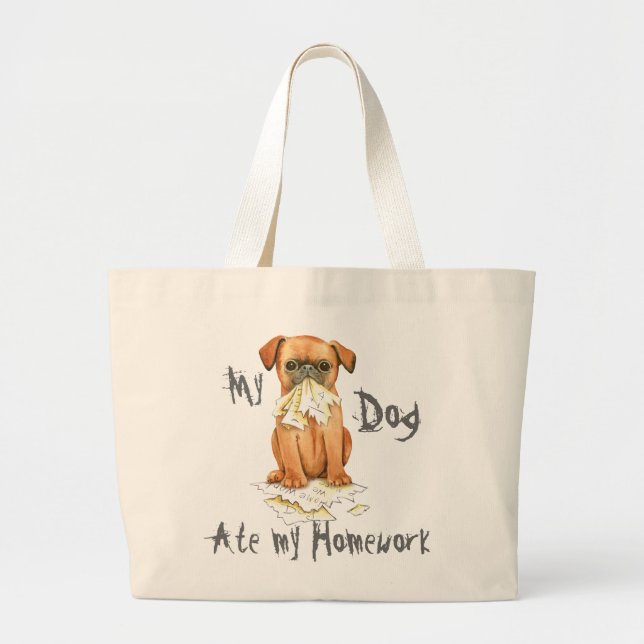 Min framställning Brabancon Ate Min hemläxa Jumbo Tygkasse (Framsidan)