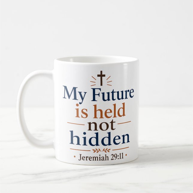 Min framtid hålls inte dold Inspirerande bibelvers Kaffemugg (Vänster)