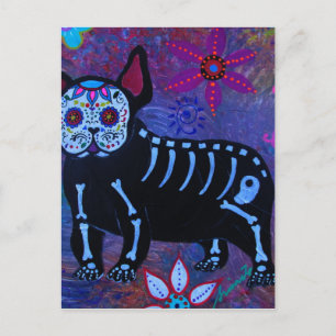Min Fransk Bulldog Dia de los Muertos Vykort