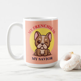 Min franske är min räddare söt fransk bulldog meme kaffemugg