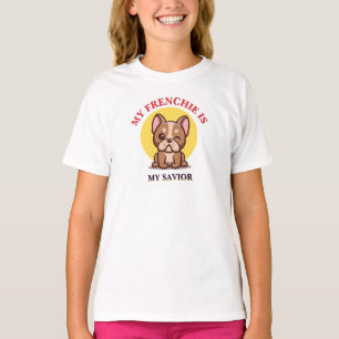Min franske är min räddare söt fransk bulldog meme t shirt