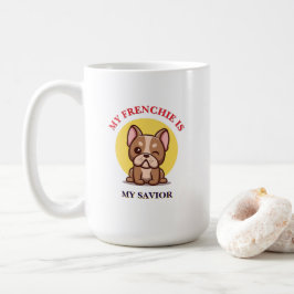 Min franske är min räddare söt fransk bulldogg mem kaffemugg