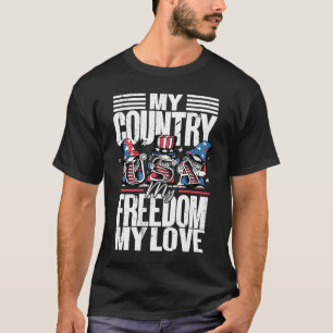Min frihet Land mitt Kärlek 4 juli Amerika T Shirt