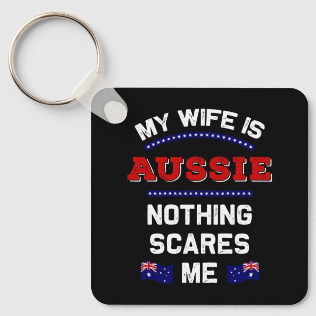 Min fru är Aussie Down under Monarchy Australien Nyckelring (Framsida)