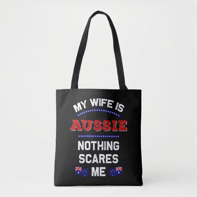 Min fru är Aussie Down under Monarchy Australien Tygkasse (Framsida)