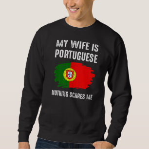 Min fru är det portugisiska Pridet Flagga Lång Ärmad Tröja