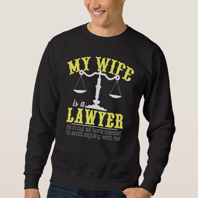 Min fru är en advokat Jurist Student Domare Lång Ärmad Tröja (Framsida)