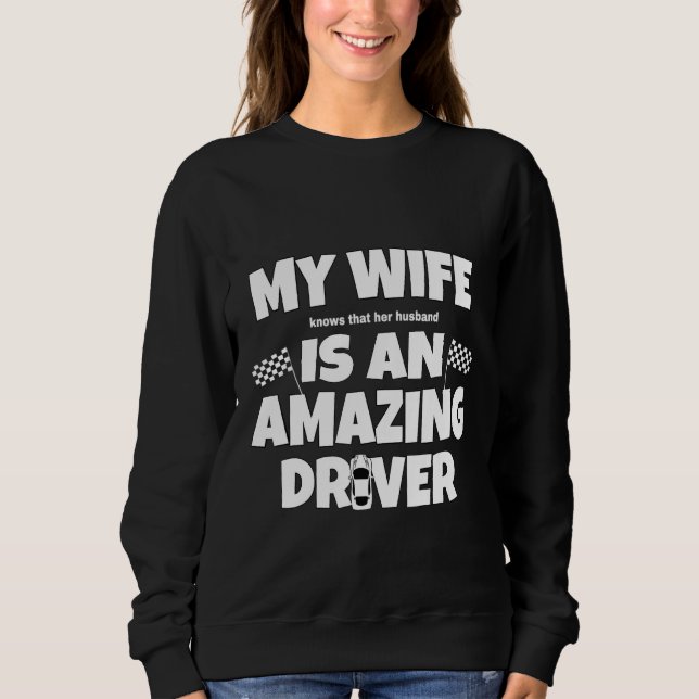 Min fru är en Fantastisk Driver Slogan-fru T Shirt (Framsida)