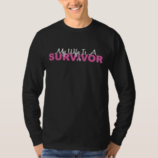 Min fru är en överlevande (det rosa bandet för t-shirt