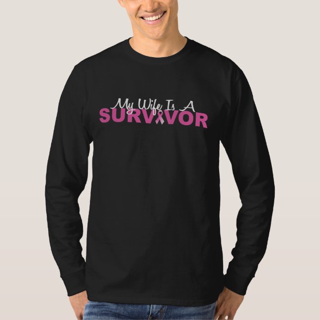 Min fru är en överlevande (det rosa bandet för tröja (Framsida)
