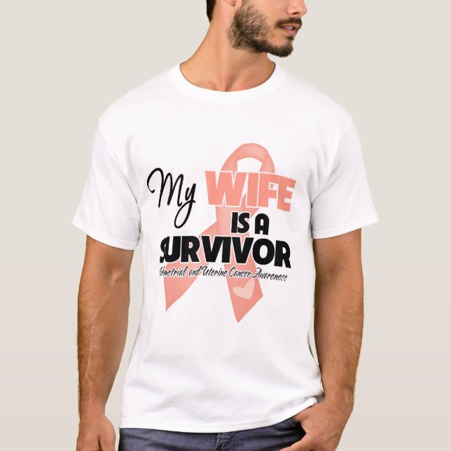 Min fru är en Survivor - Uterine Cancer Tee (Framsida)