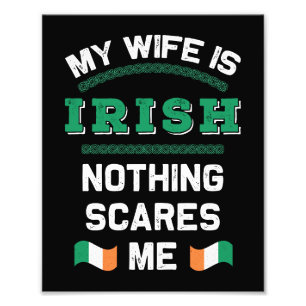 Min fru är Irish Eire Republic Ireland Roots Flagg Fototryck