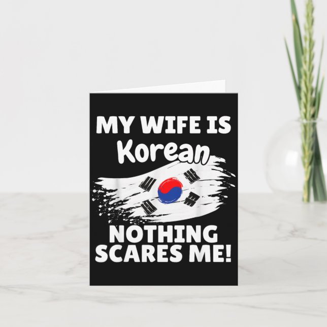 Min fru är koreansk rolig Korea Flagga Present För Kort (Framsida)