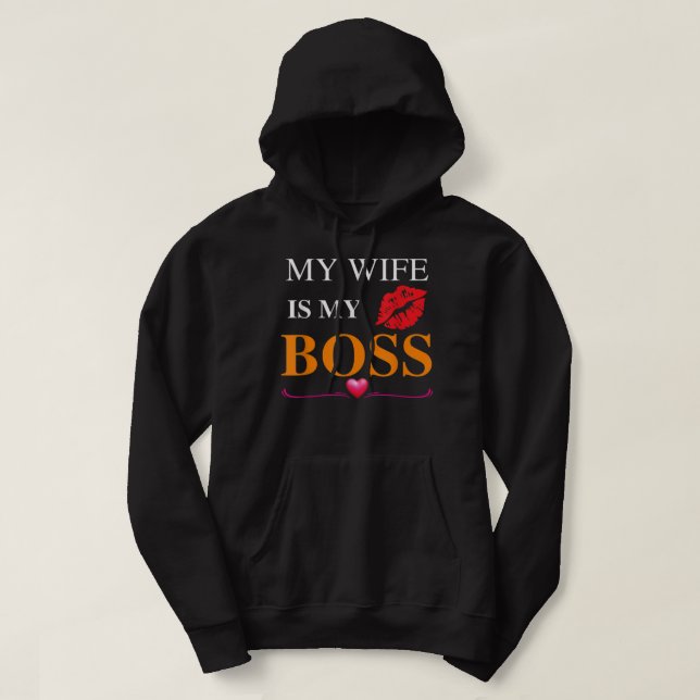 Min fru är Min Chef är en bröllop-årsdag eller bir Hoodie (Design framsida)