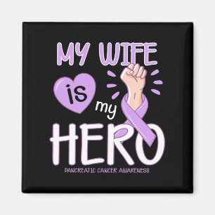 Min fru är min hjälte Pancreatic Cancer Awareness  Magnet