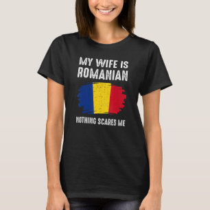Min fru är rumänsk Rumänien Pride Flagga Heritage T Shirt