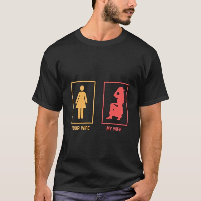 Min fru jämfört med din fru jag cowboy t shirt (Framsida)