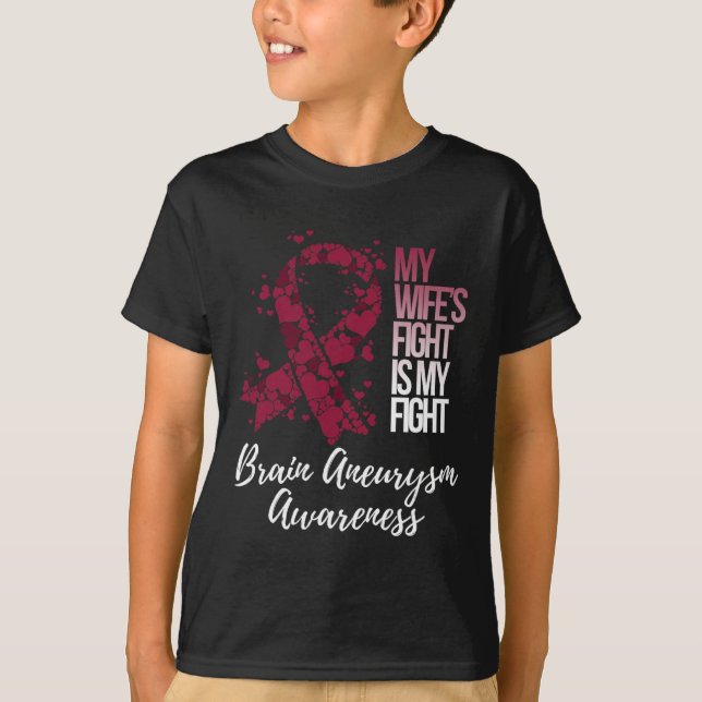 Min fru kämpar mot min kamp Brain Aneurysm Awarene T Shirt (Framsida)