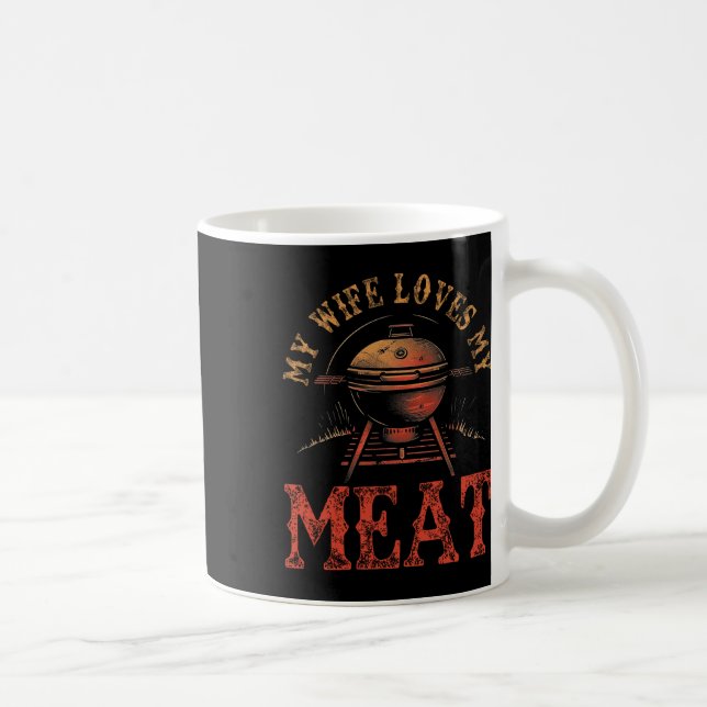 Min fru Kärlek My Kött Funny Pun Grilling Bbq Kärl Kaffemugg (Höger)