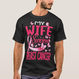 Min fru Överlevde bröstcancermedvetande Survivor T Shirt