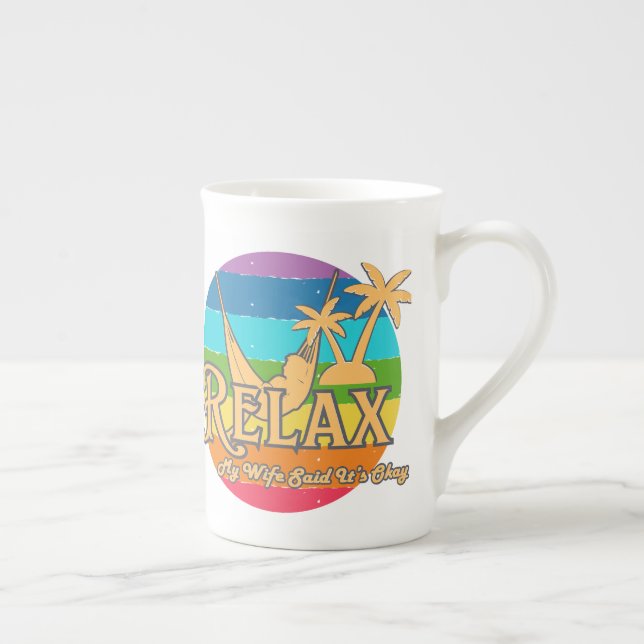Min fru säger att det är okej rolig kaffemugg för  benporslin mugg (Höger)