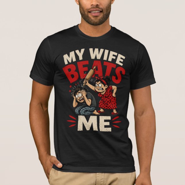 Min fru slår mig t shirt (Framsida)