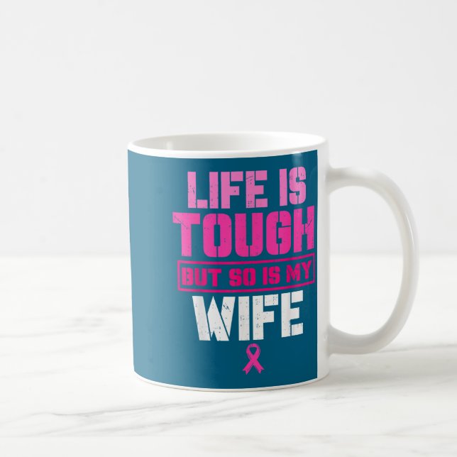 Min fru stark bröstcancer medvetenhet överlevare h kaffemugg (Höger)