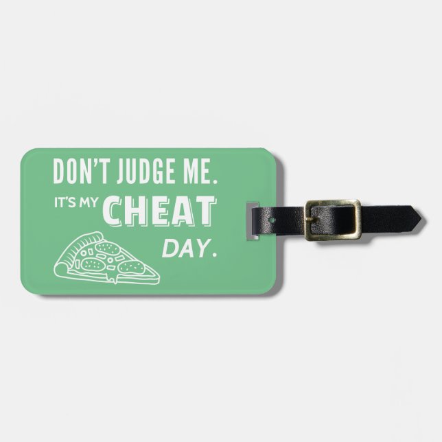 Min fuskdag äter Pizza bantar humor Bagagebricka (Horisontell Framsida)