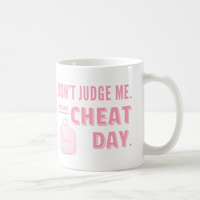 Min fuskdag Rosa Cupcake Diet Humor Kaffemugg (Höger)