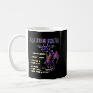 Min fyra matkaffedragon med Sarcastic Satta. Kaffemugg