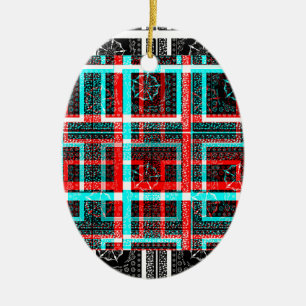Min fyrkantsmaze-design julgransprydnad keramik