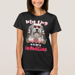 Min gamla engelska Sheepdog-Hund är min Valentine T Shirt