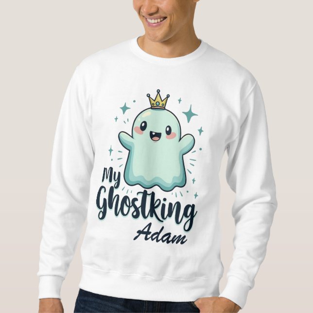 Min Ghostking Kawaii Halloween Shirt för Boykompis Lång Ärmad Tröja (Framsida)