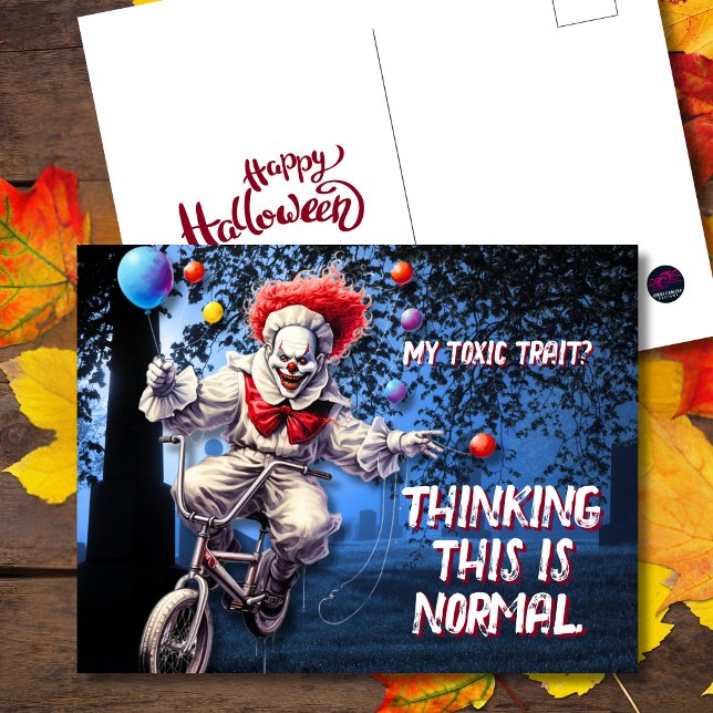Min giftiga trait Creepy Halloween Clown Helg Vykort (Skapare uppladdad)