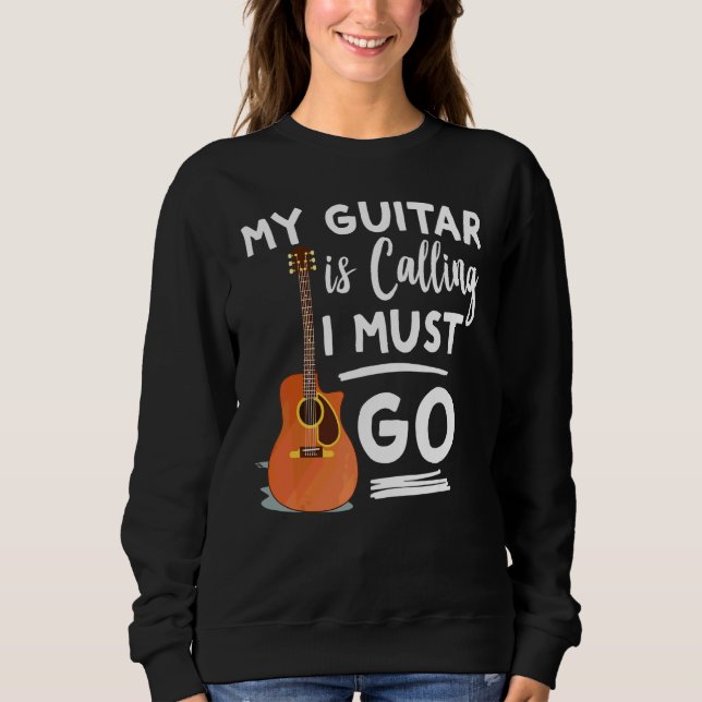 Min gitarr kallar jag måste gå gitarrister gitarr  t shirt (Framsida)