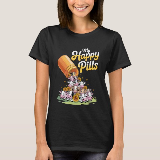 Min Glada Piller Ko Älskare Glädjefull Stämning Pe T Shirt (Framsida)
