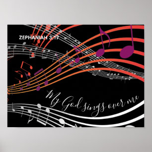 MIN GODA SJUNGOR ÖVER MIG Zephaniah 3:17 Musik Poster